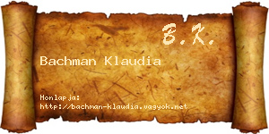 Bachman Klaudia névjegykártya